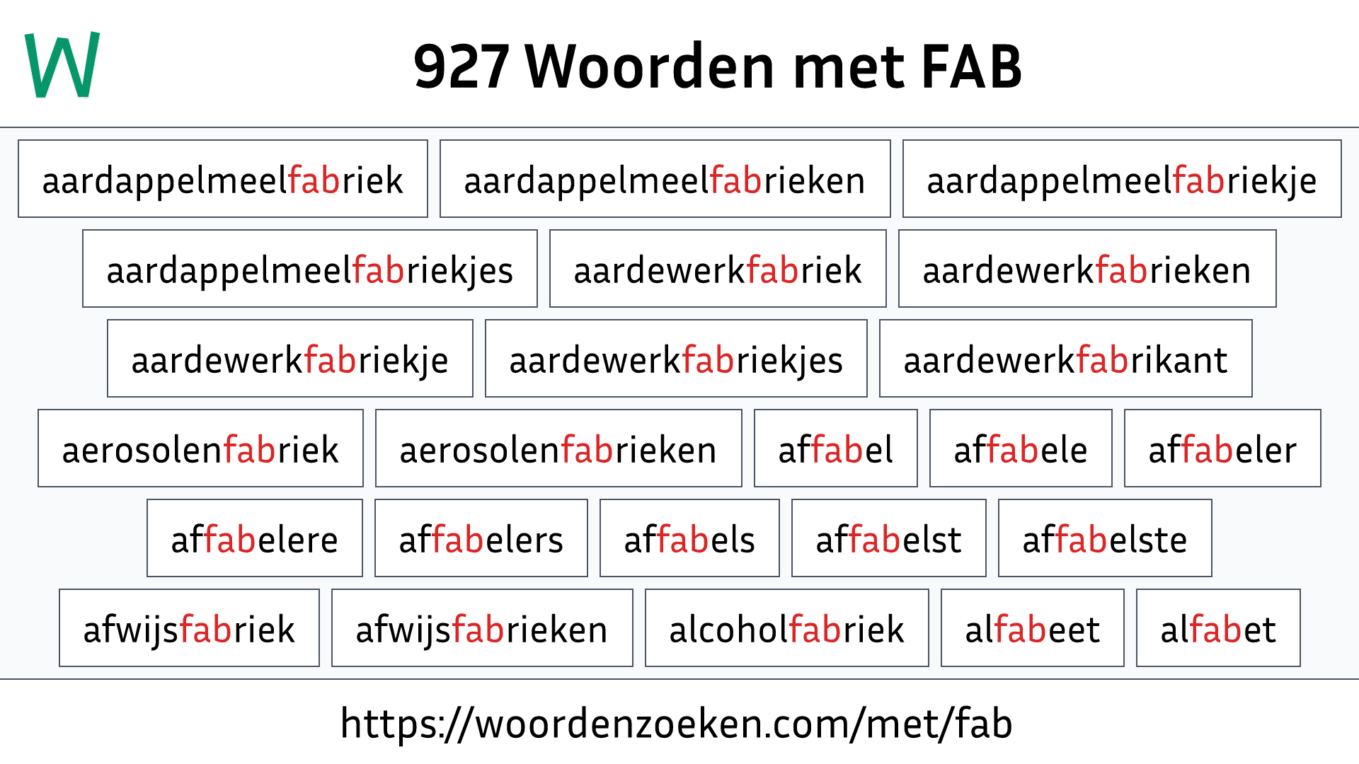 Woorden met FAB