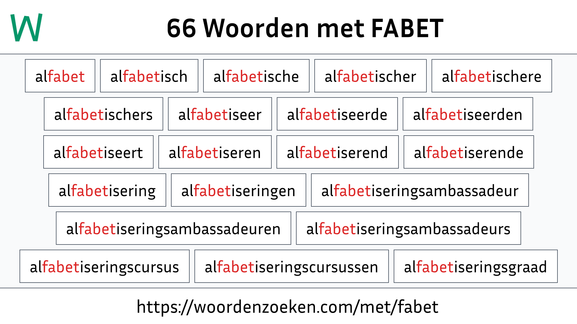 Woorden met FABET