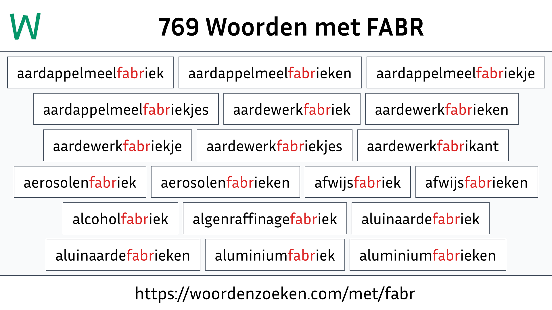 Woorden met FABR