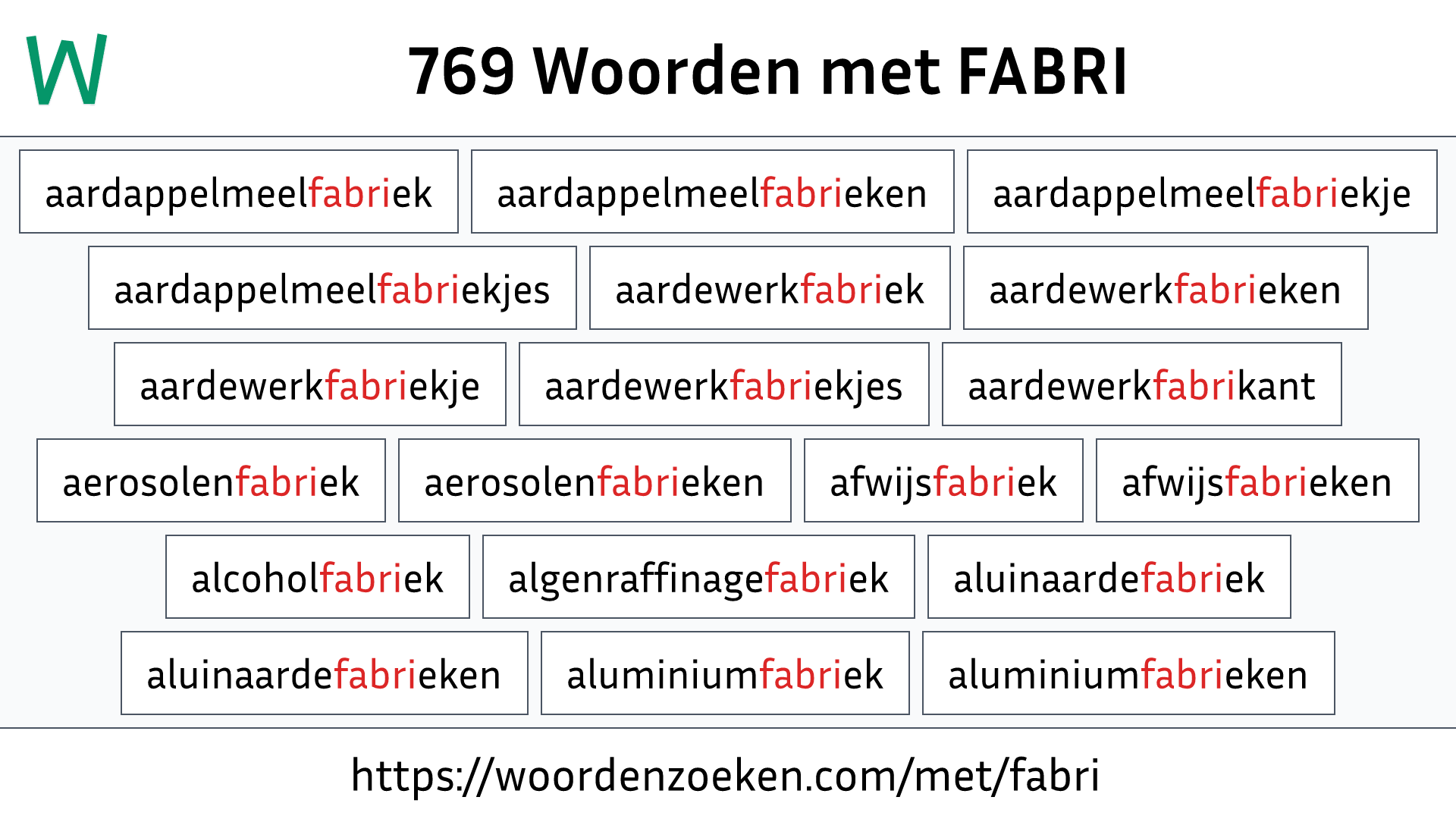 Woorden met FABRI