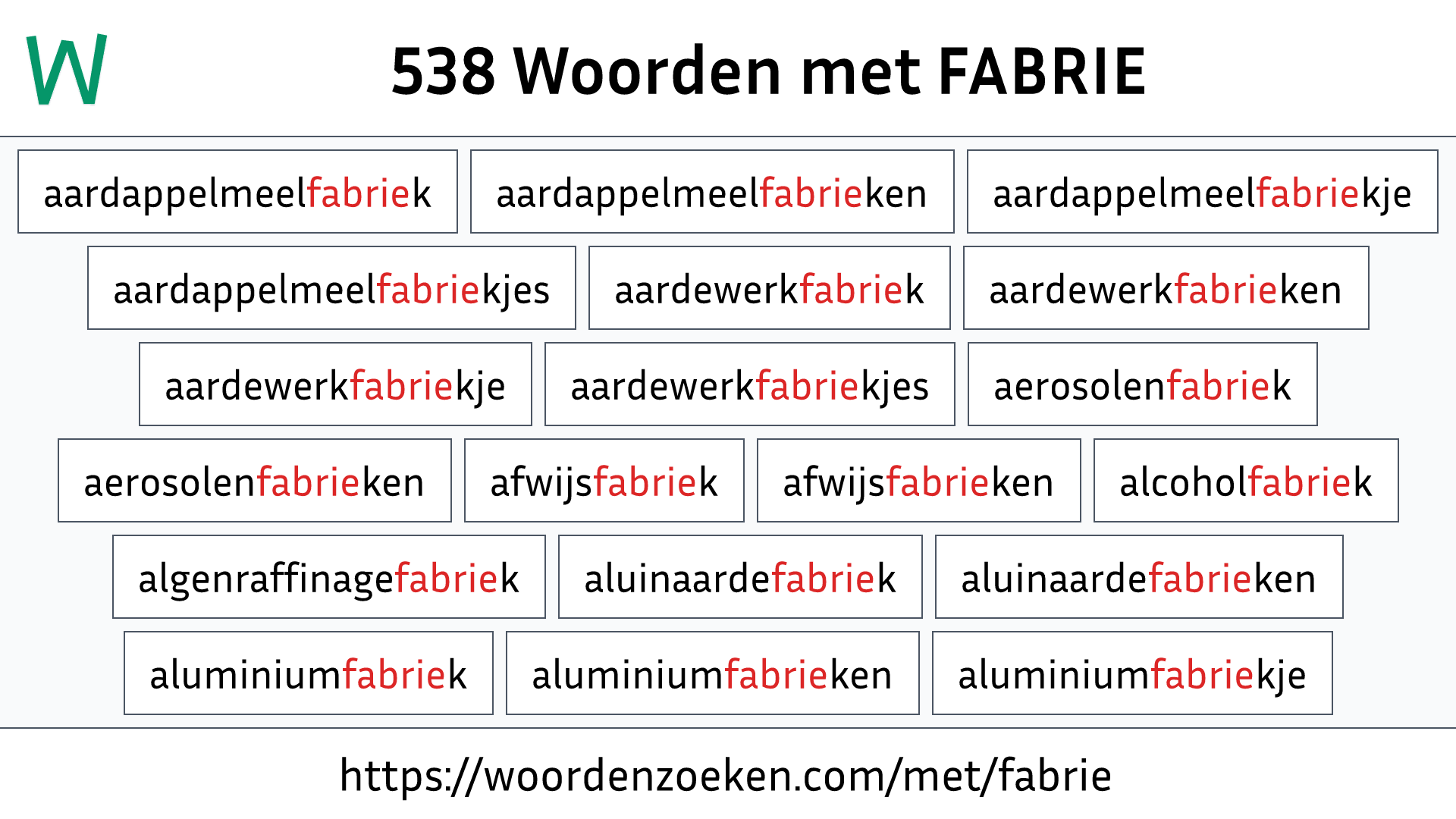 Woorden met FABRIE