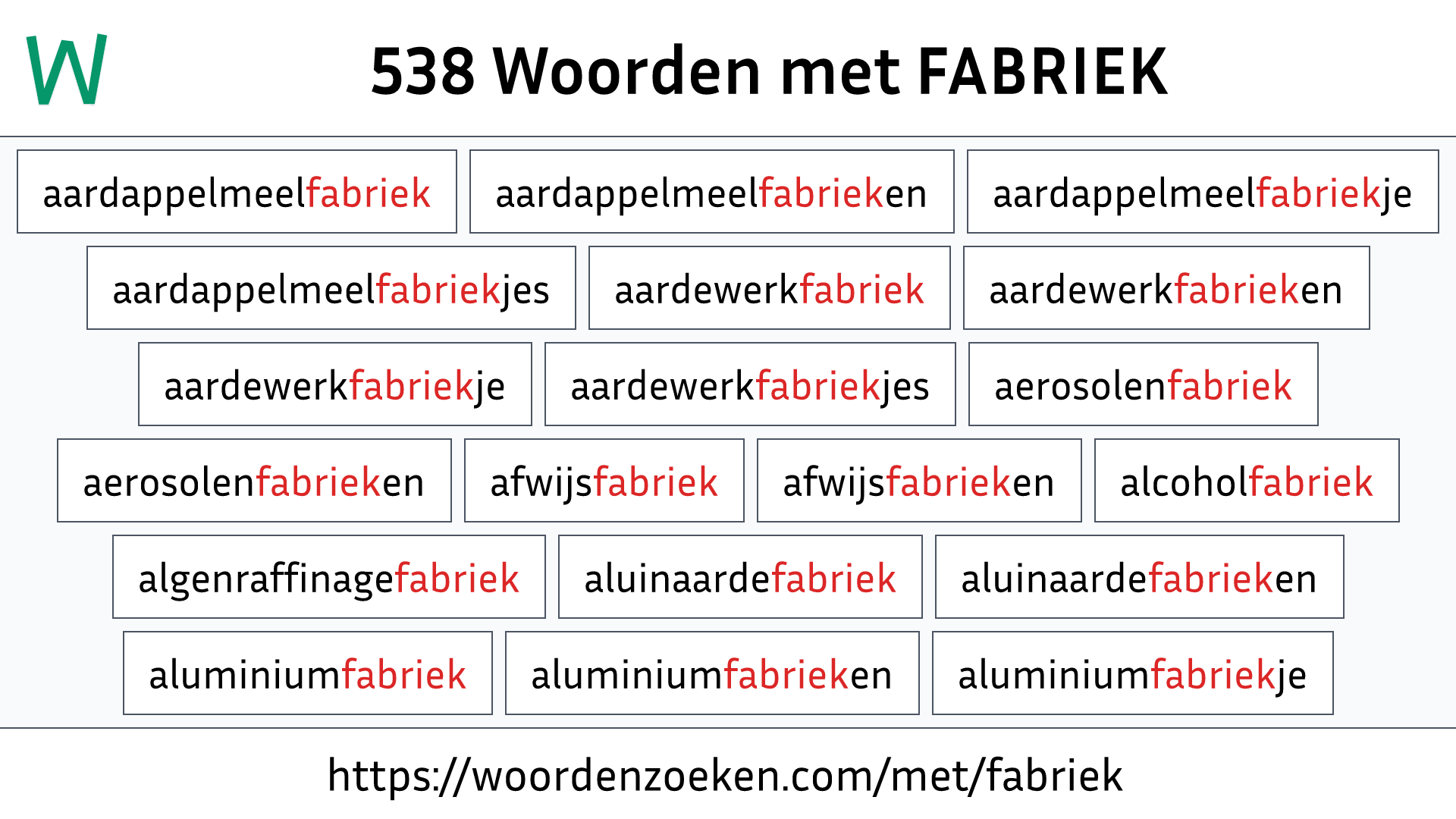 Woorden met FABRIEK