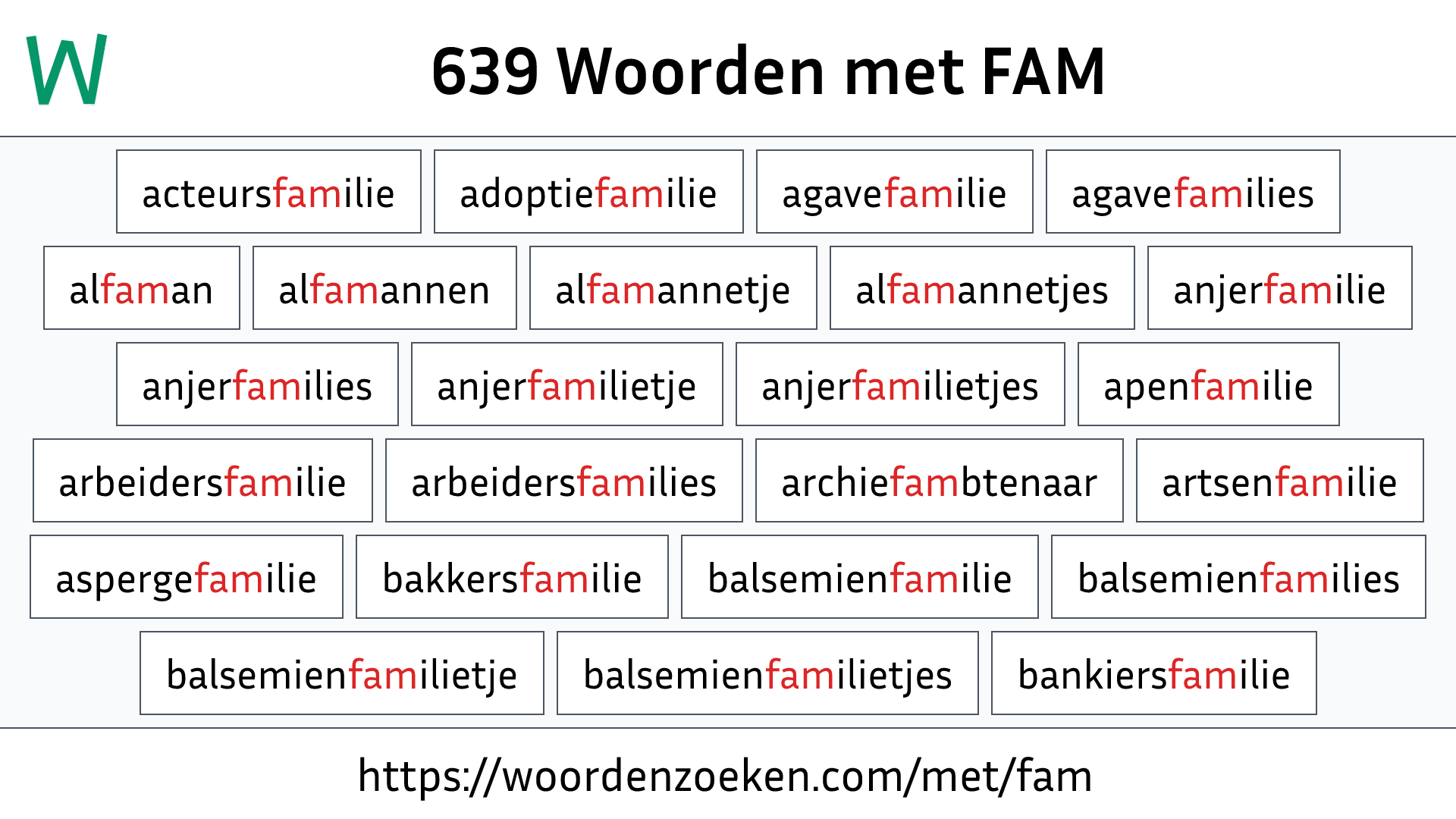 Woorden met FAM
