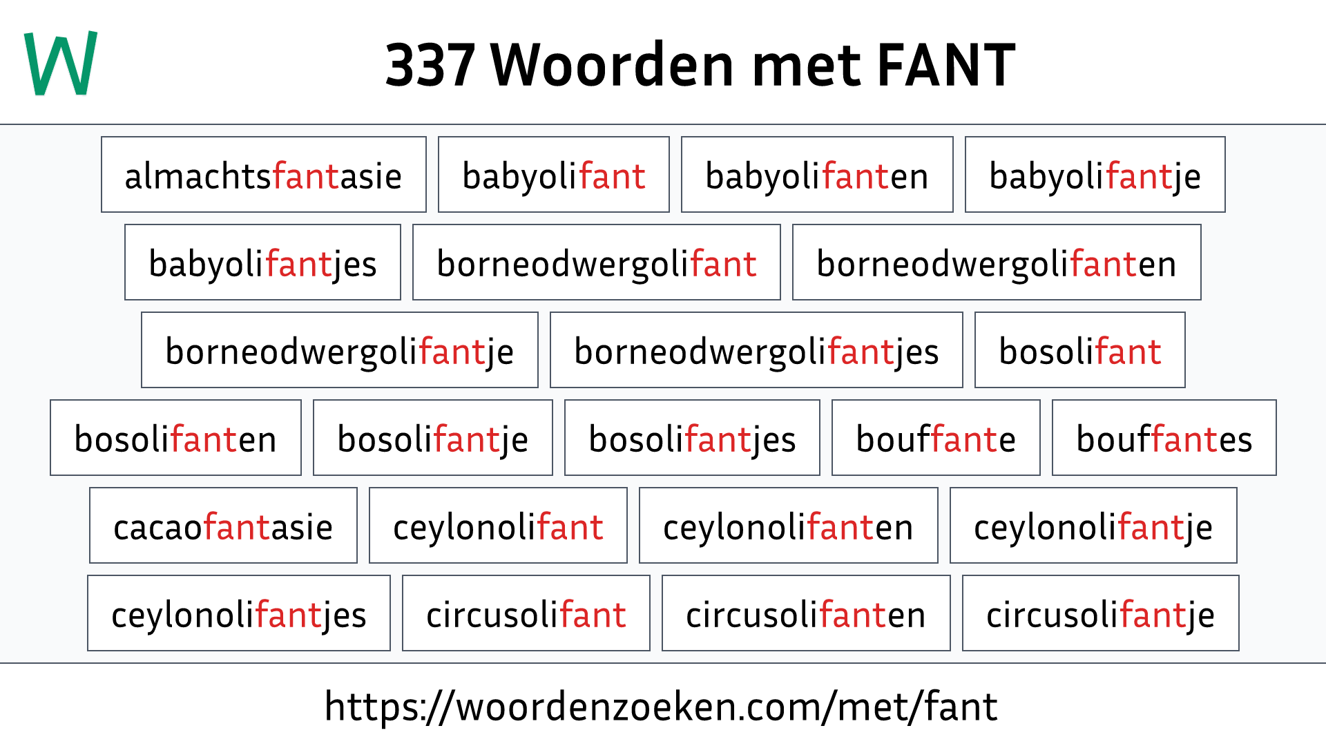 Woorden met FANT