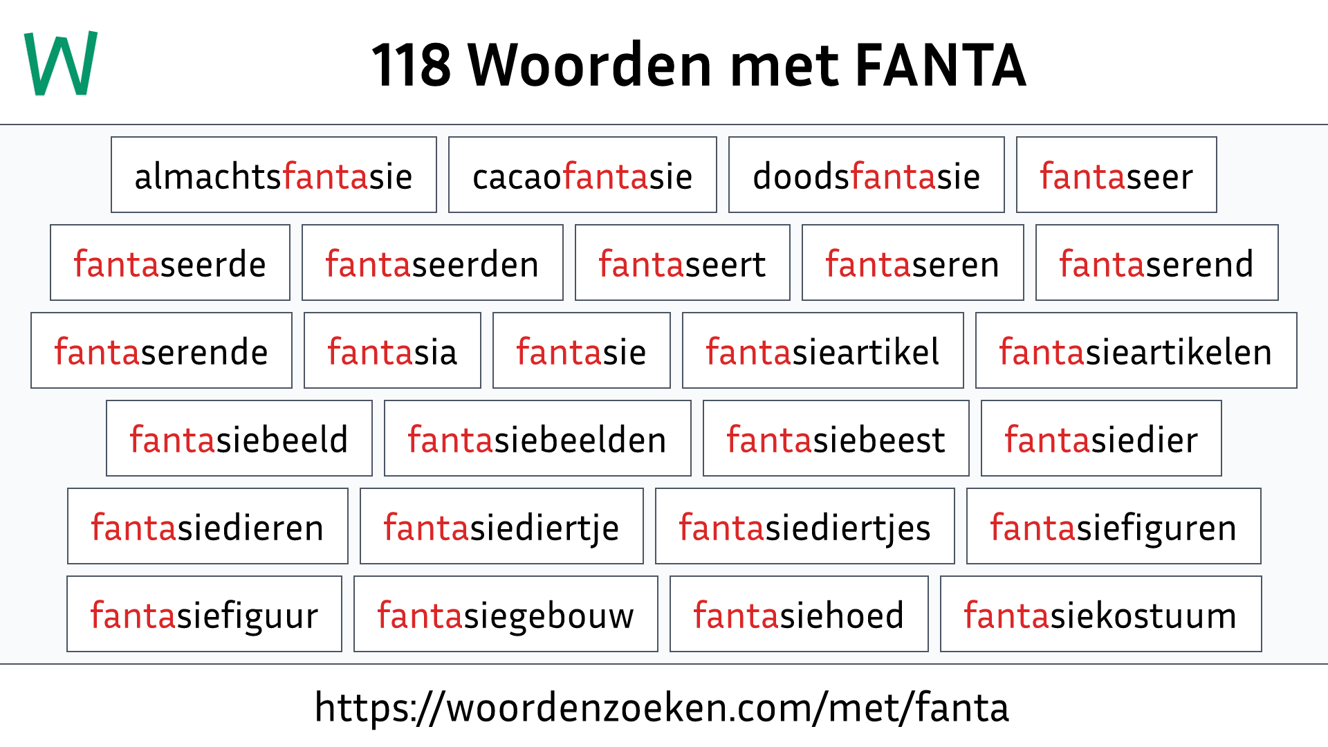 Woorden met FANTA