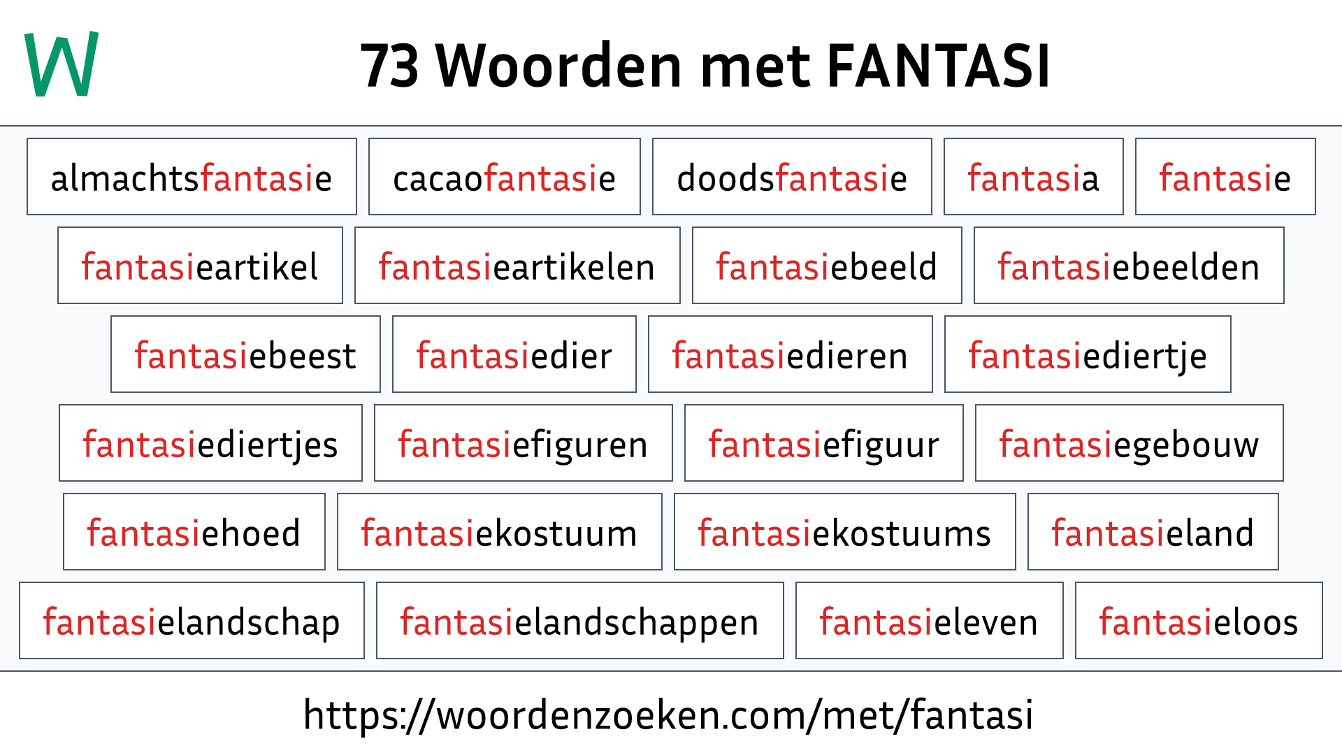 Woorden met FANTASI