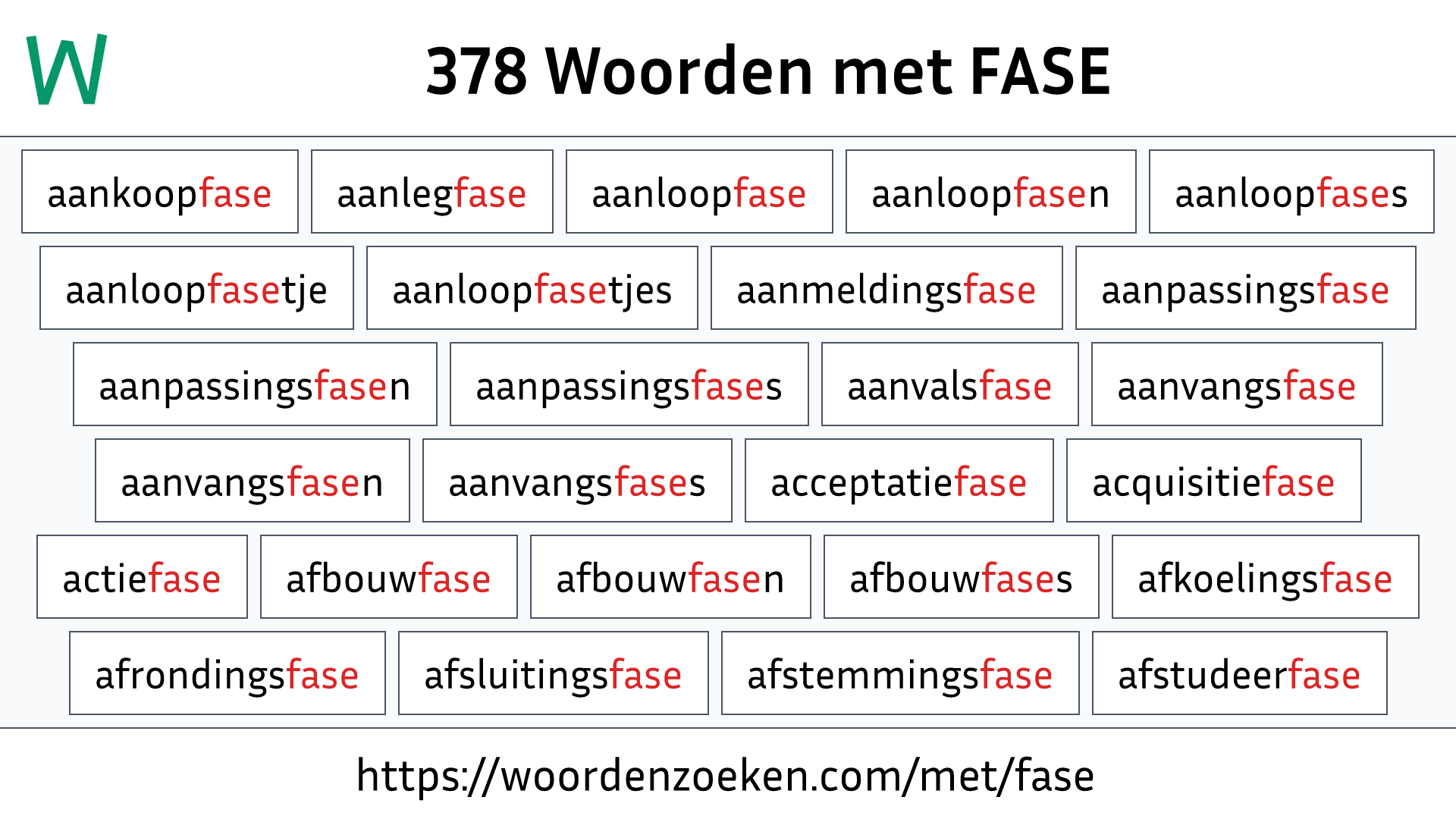 Woorden met FASE