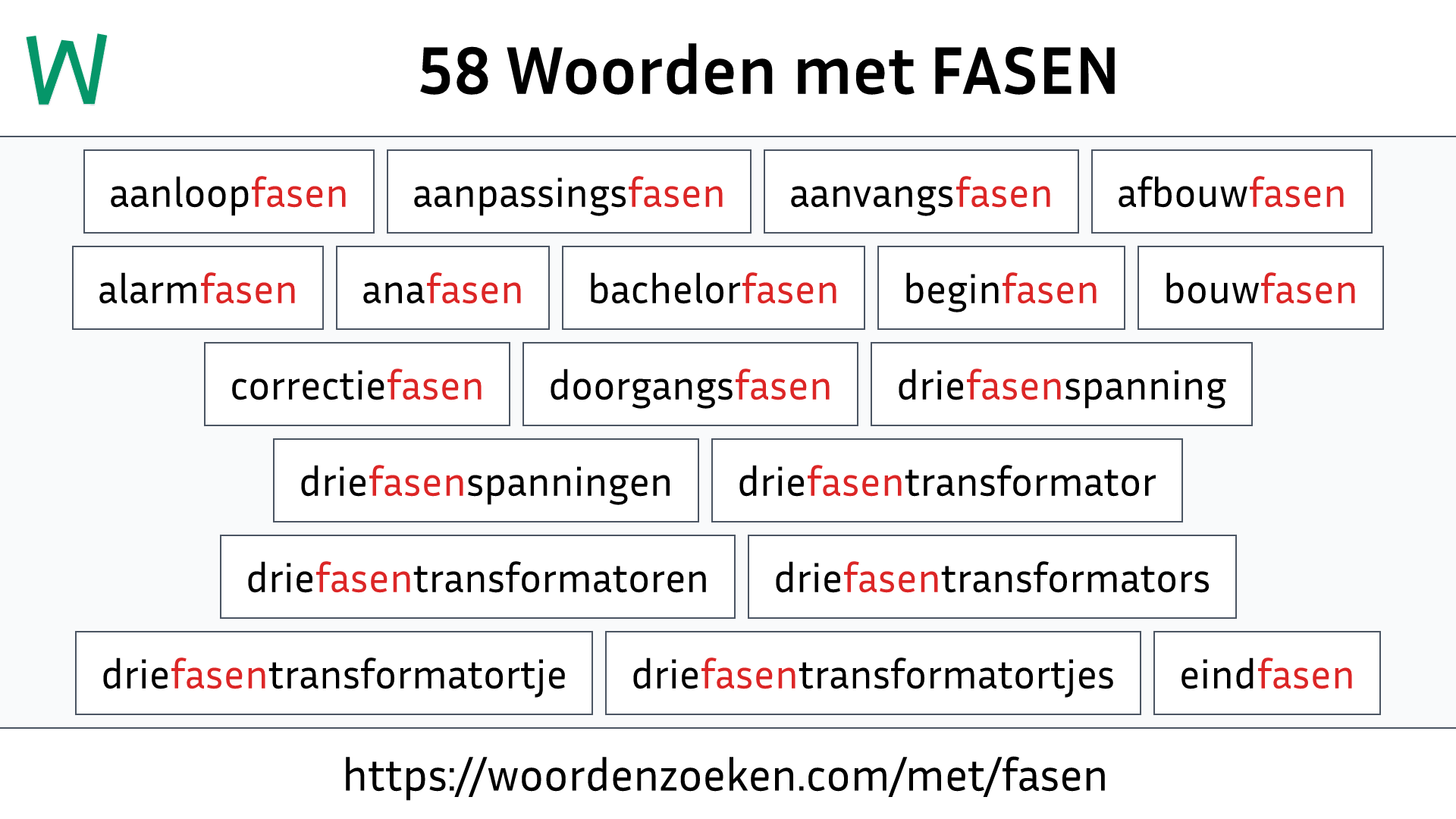 Woorden met FASEN