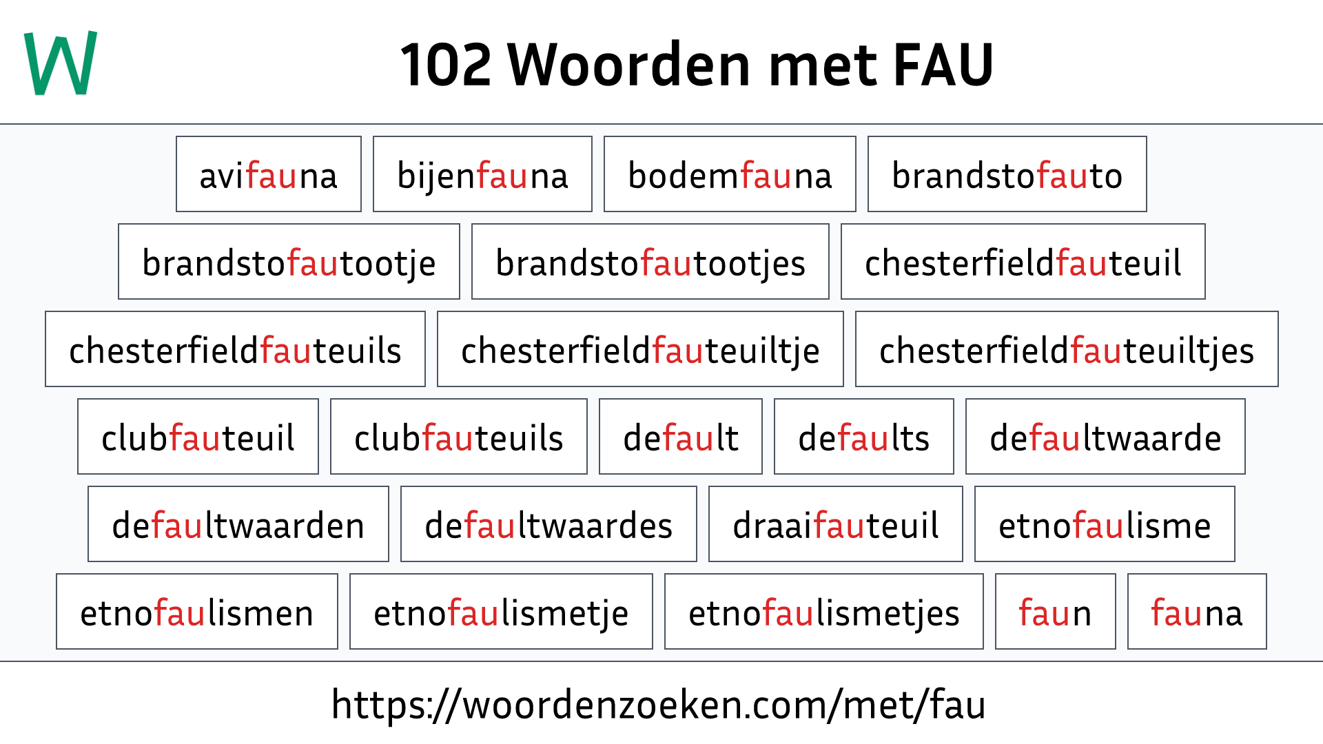 Woorden met FAU