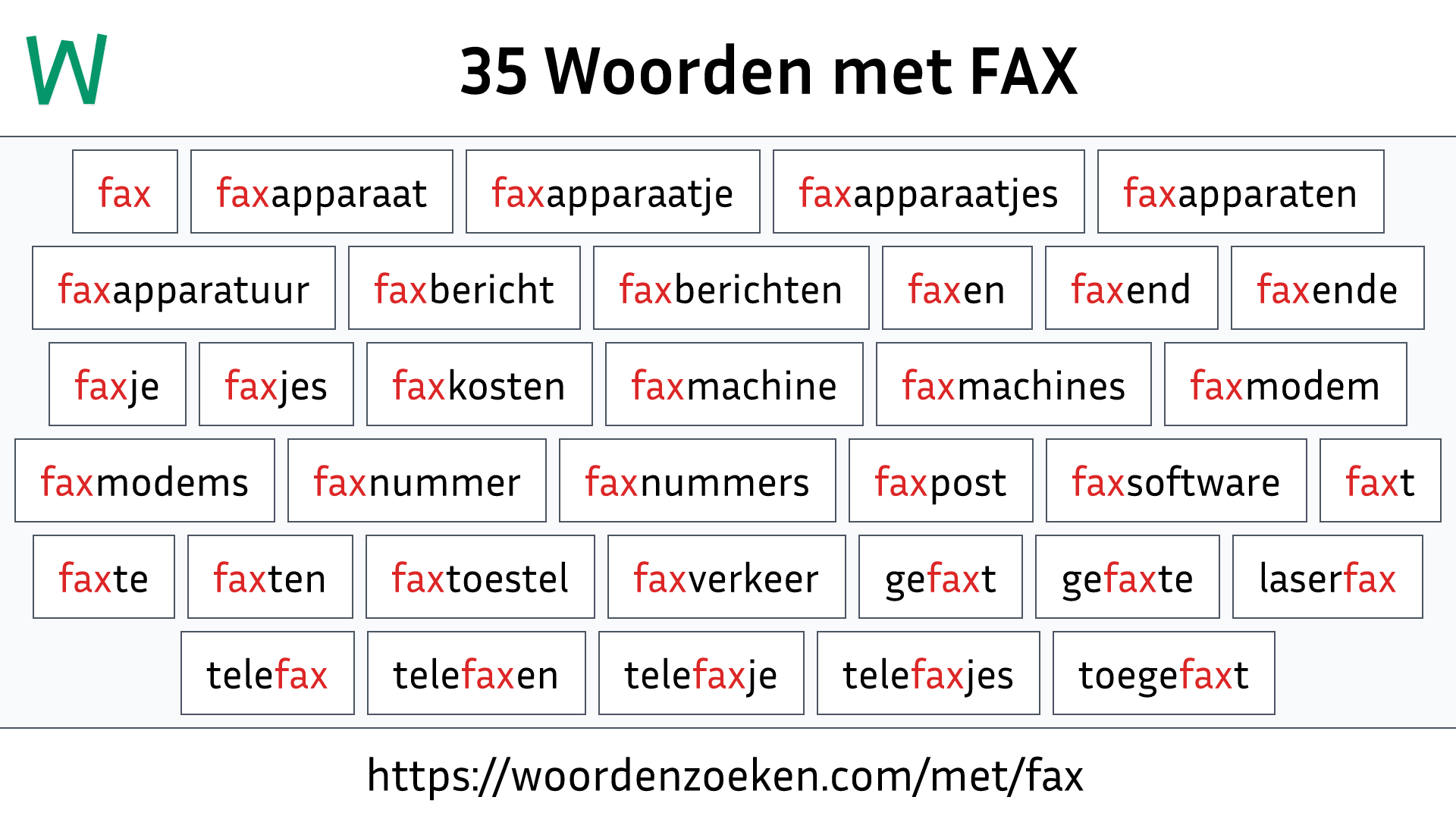 Woorden met FAX