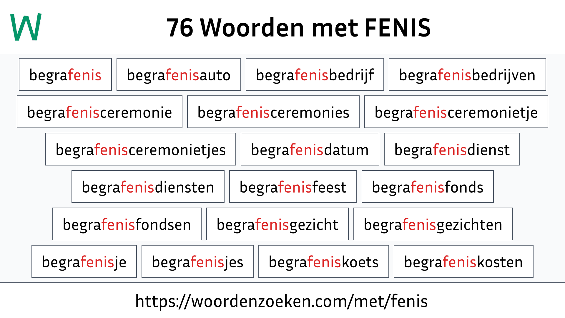 Woorden met FENIS