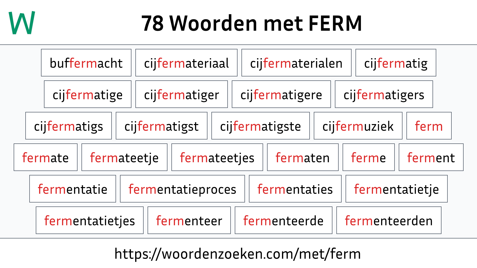 Woorden met FERM