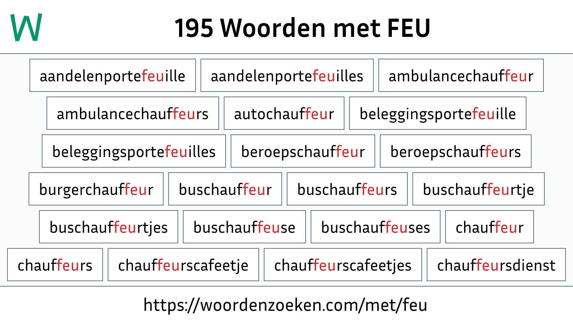 Woorden met FEU