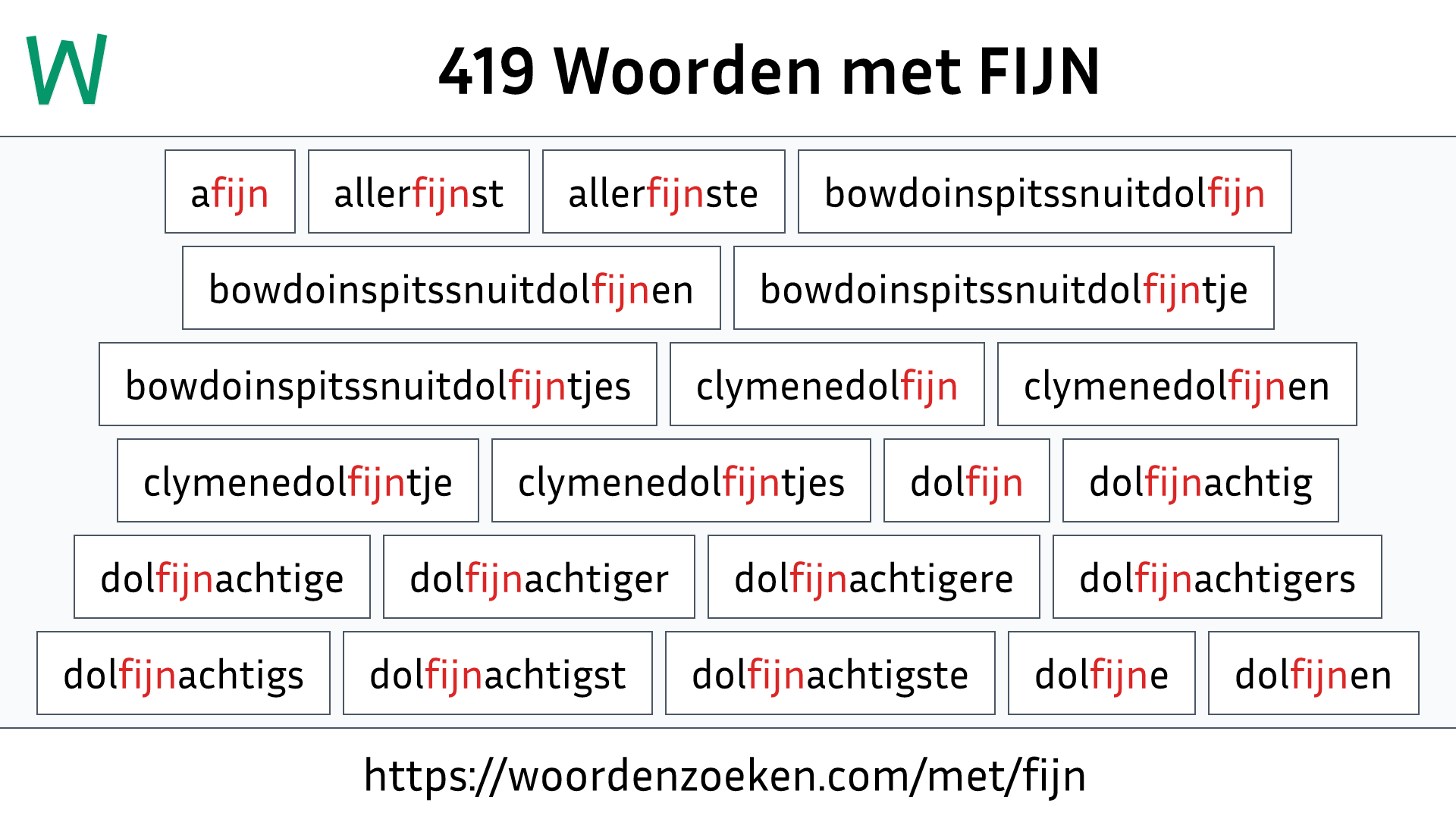 Woorden met FIJN