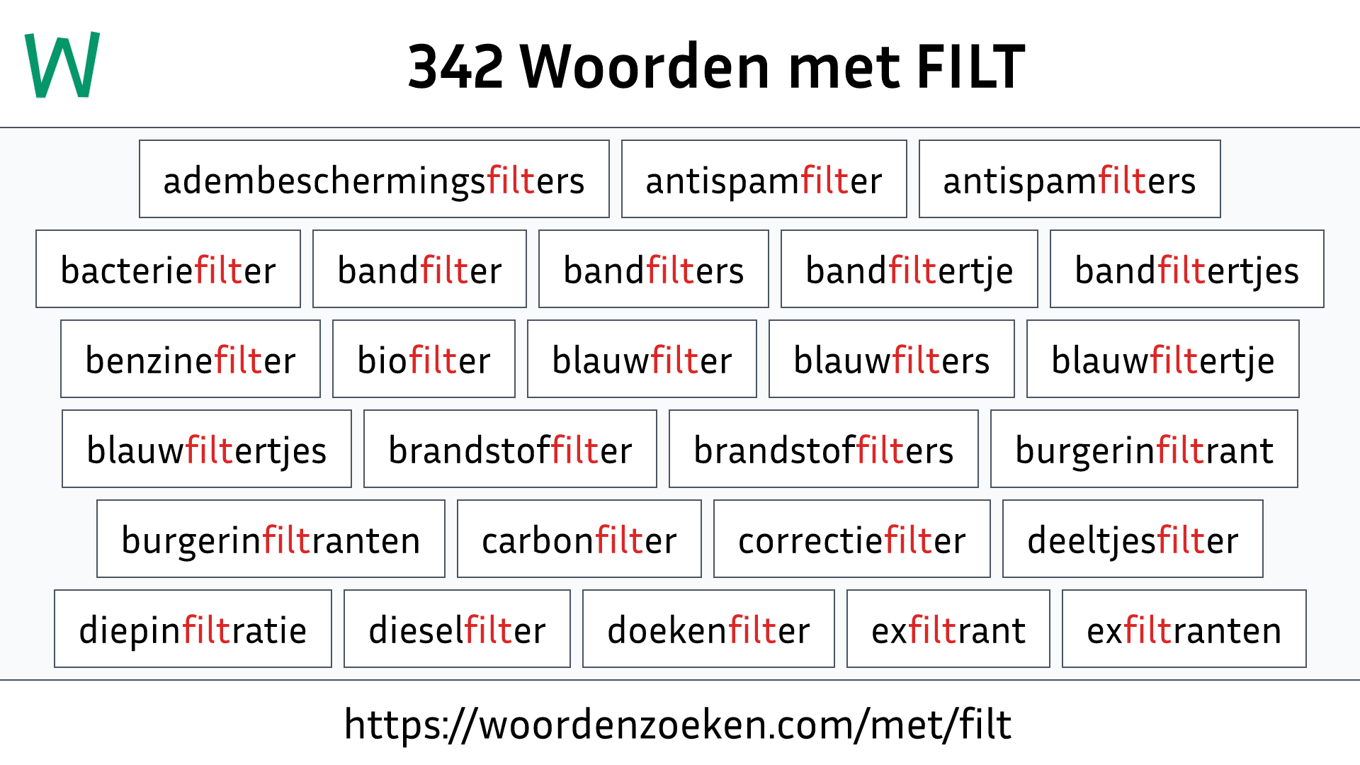 Woorden met FILT