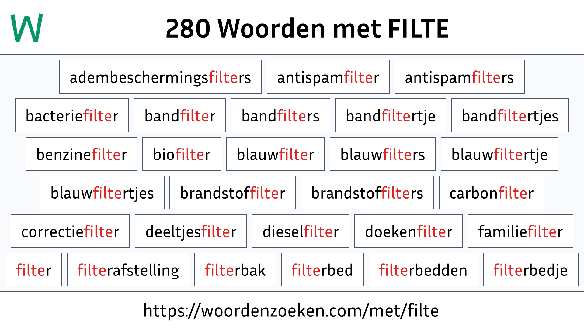 Woorden met FILTE