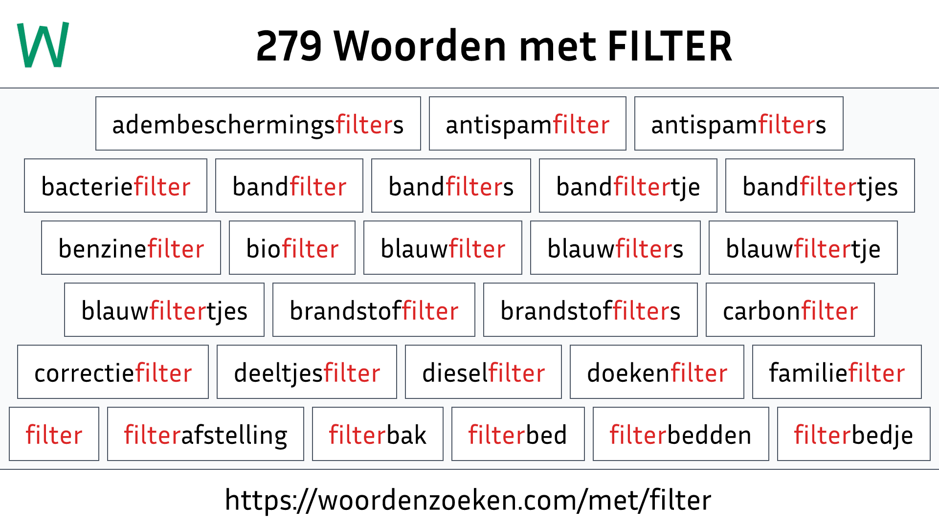 Woorden met FILTER