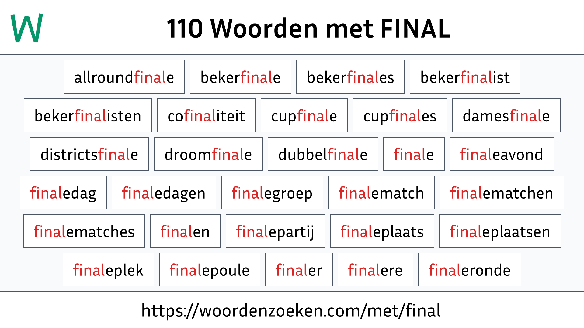 Woorden met FINAL