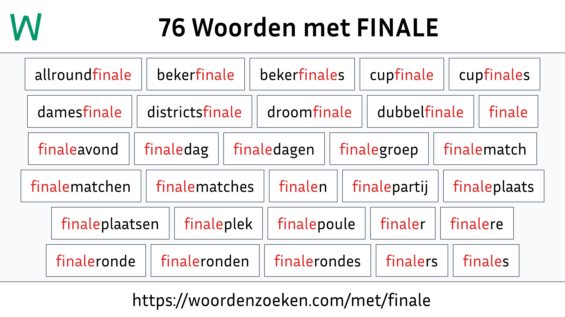 Woorden met FINALE