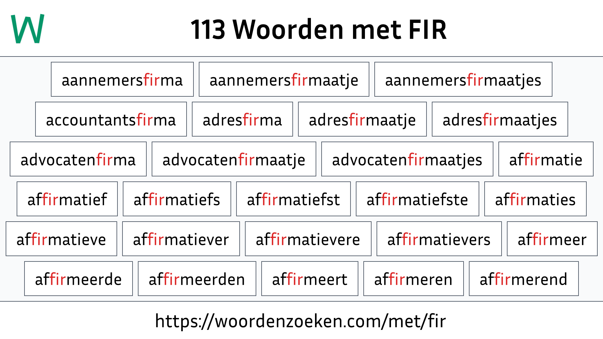 Woorden met FIR