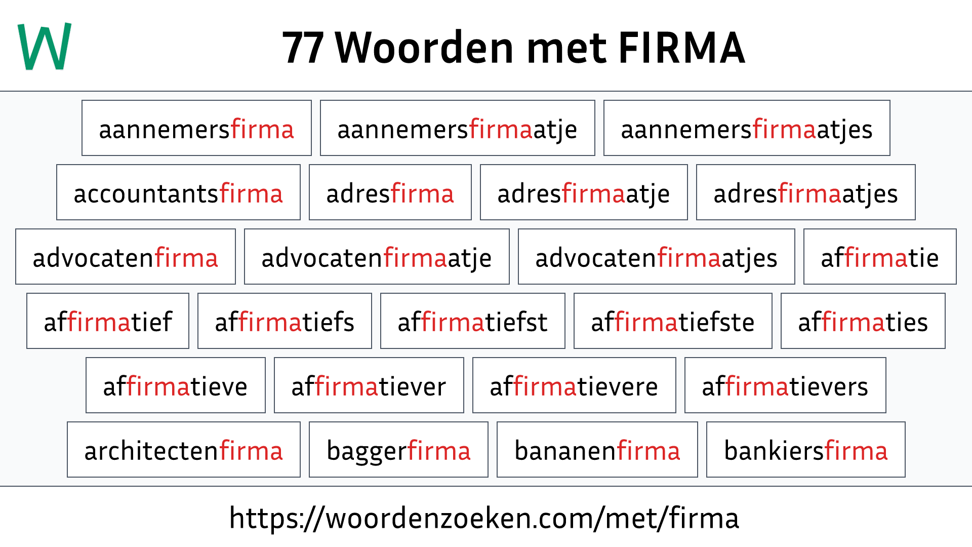 Woorden met FIRMA