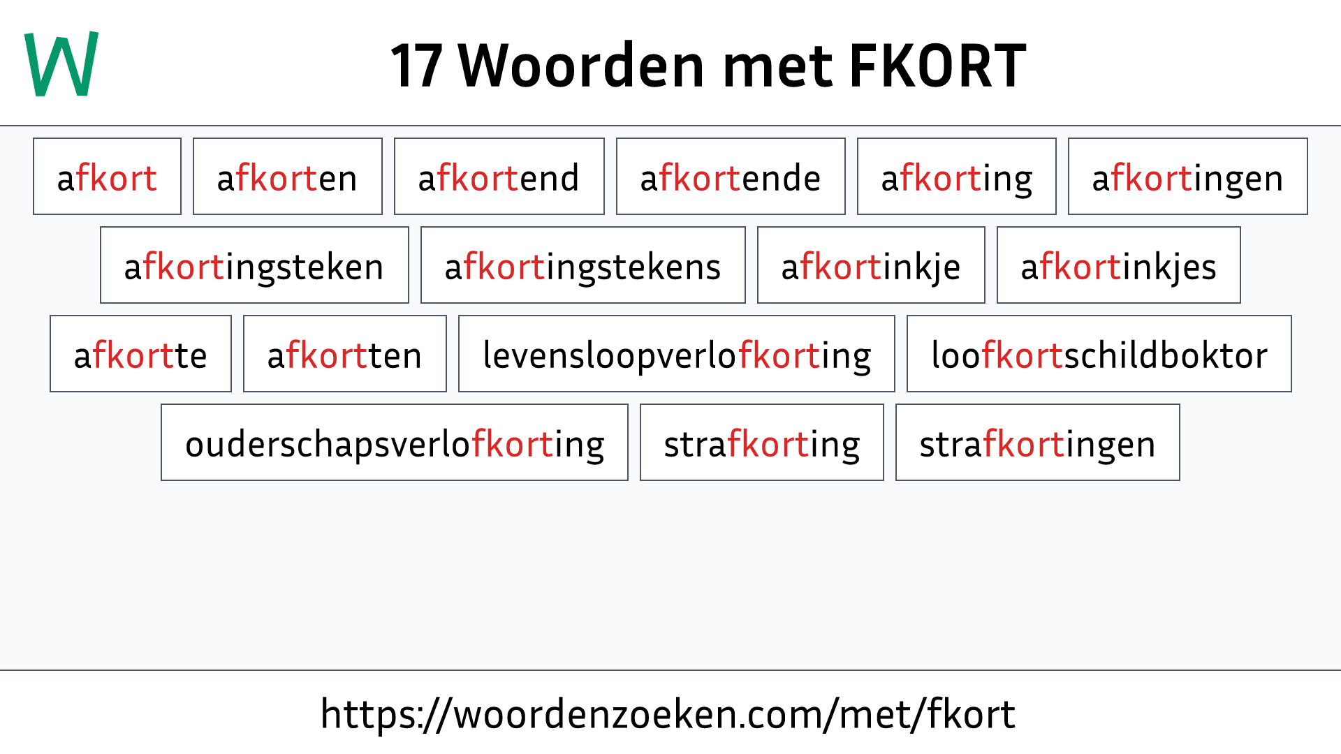 Woorden met FKORT