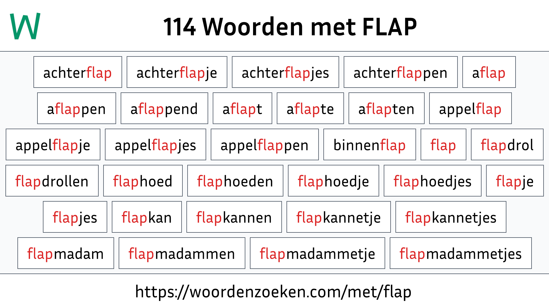 Woorden met FLAP