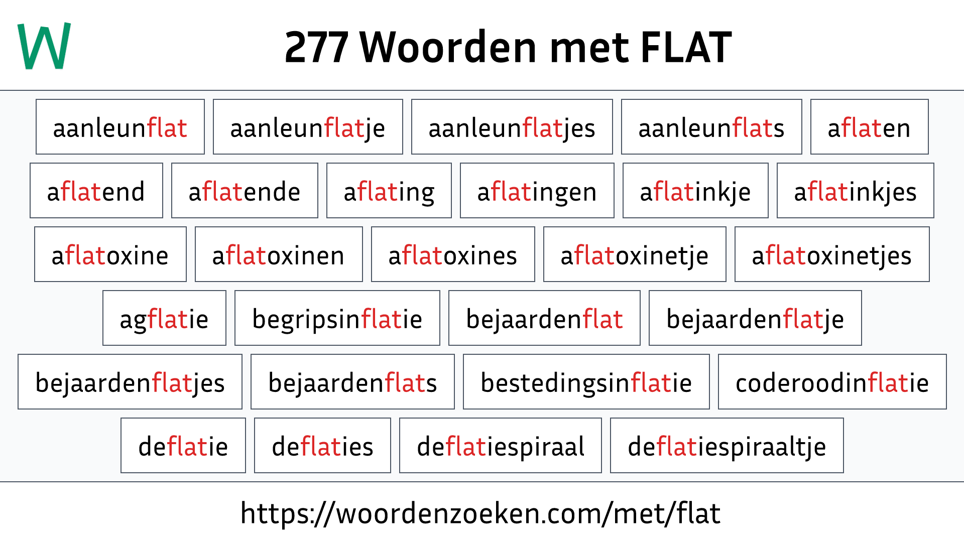 Woorden met FLAT