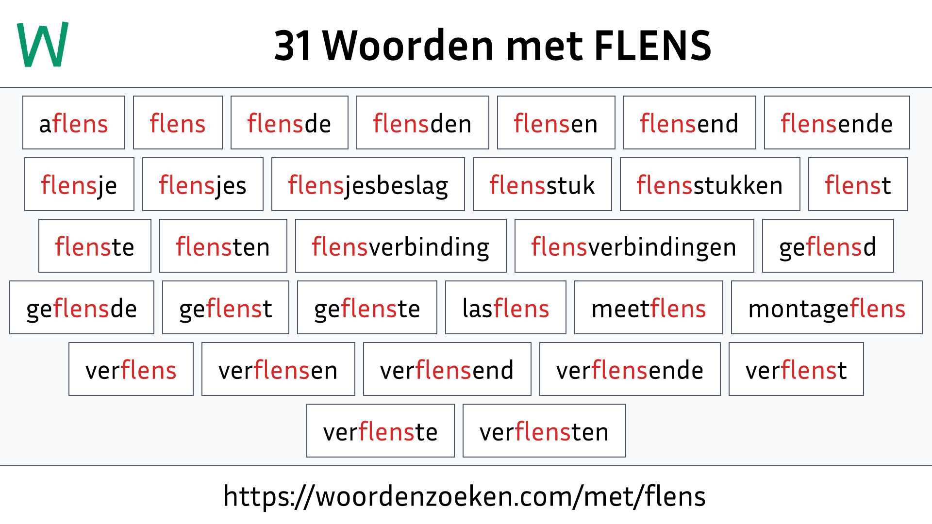 Woorden met FLENS