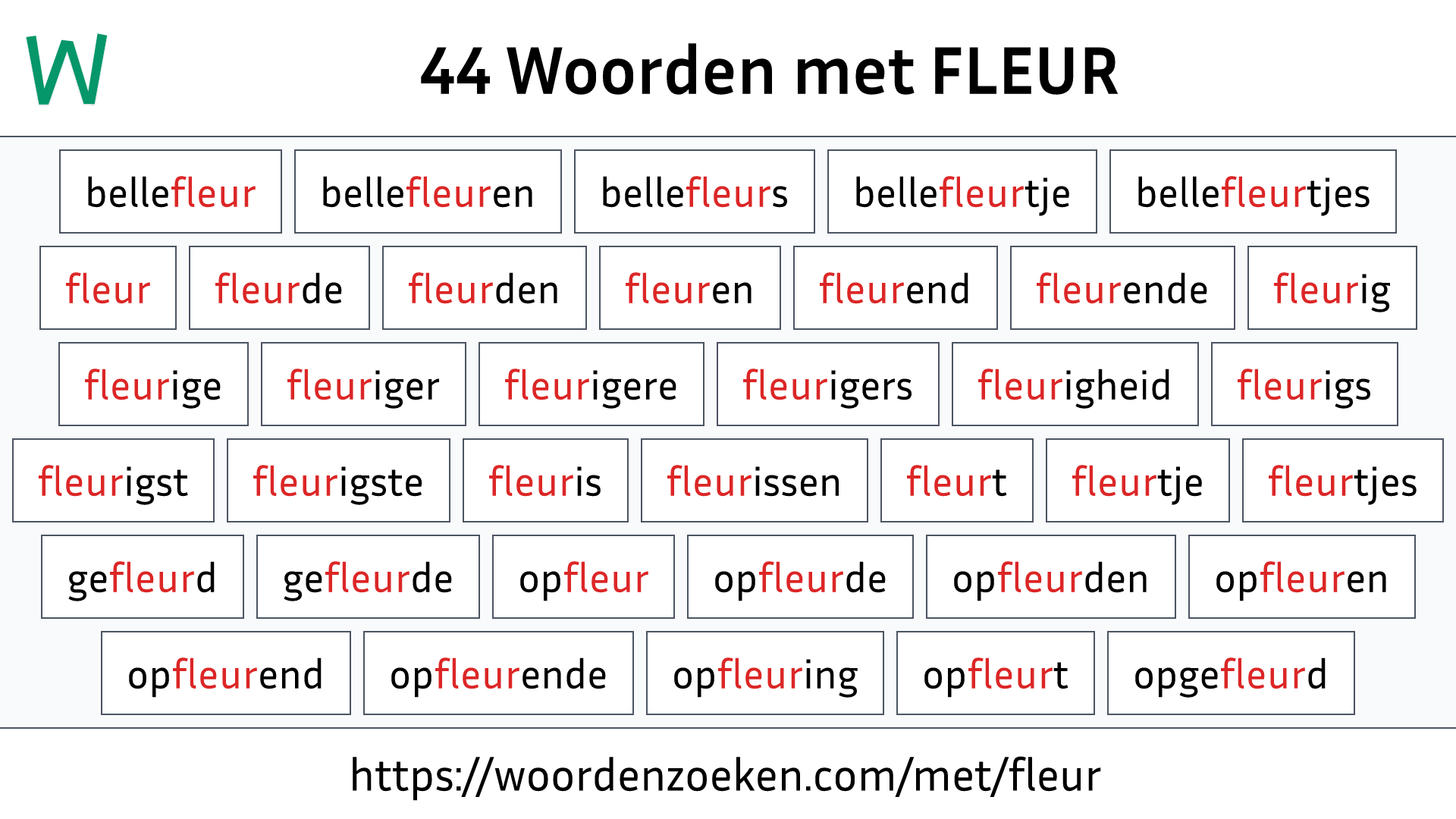 Woorden met FLEUR