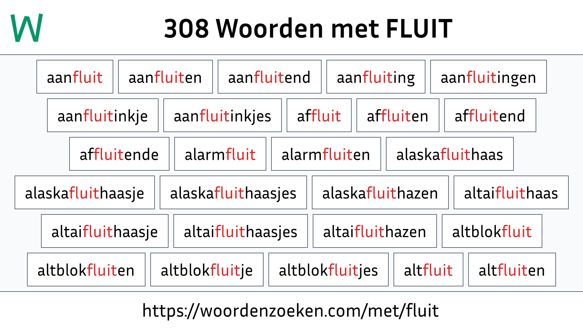 Woorden met FLUIT