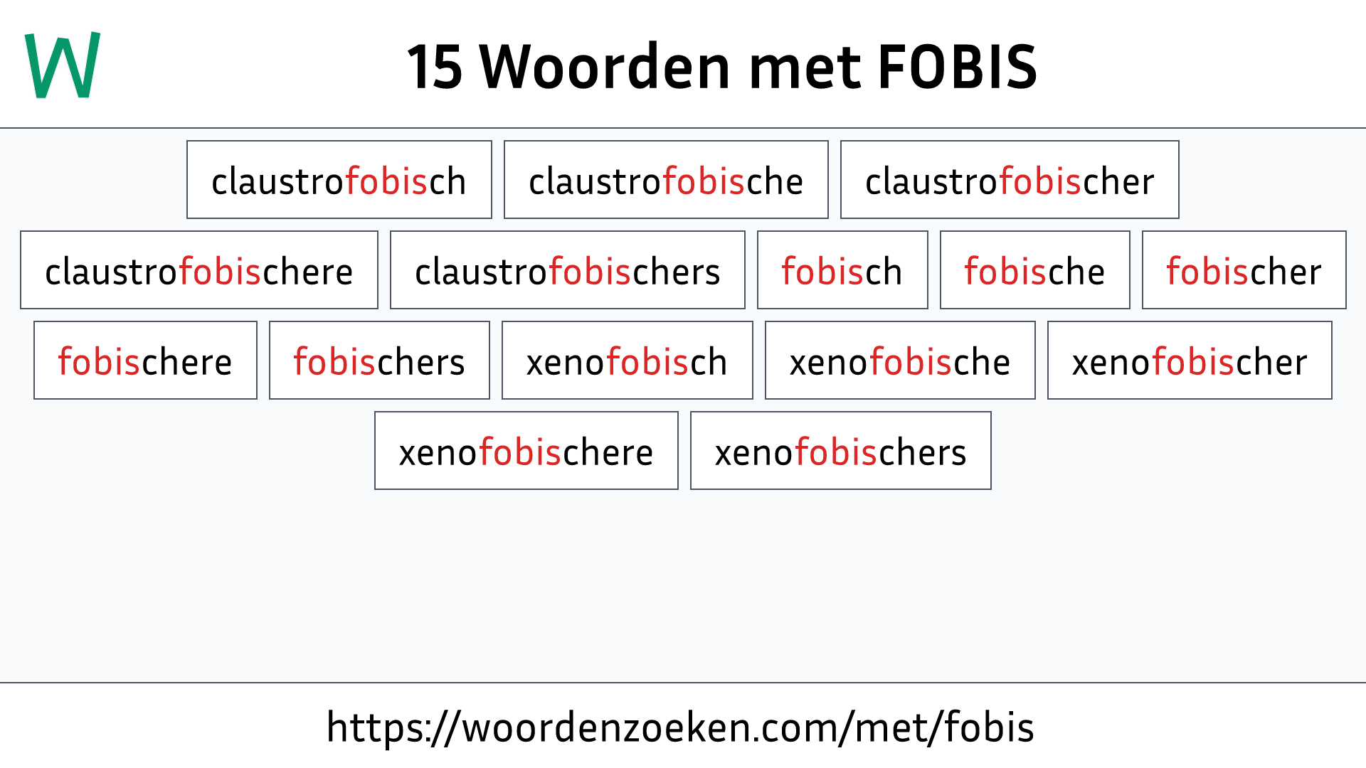 Woorden met FOBIS