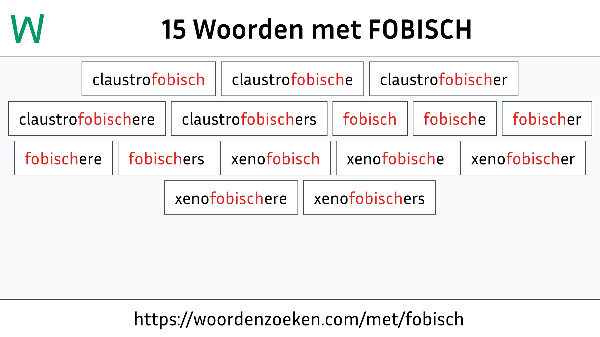 Woorden met FOBISCH