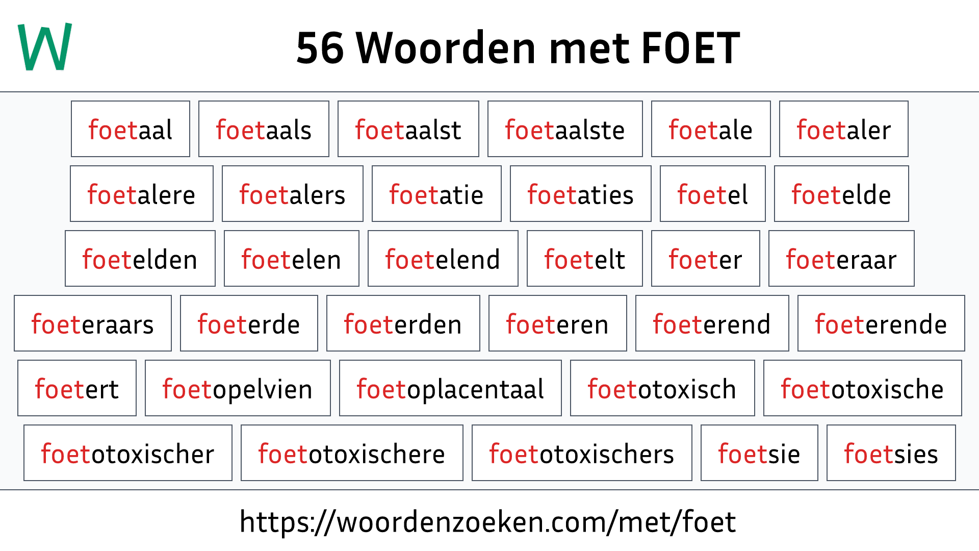 Woorden met FOET