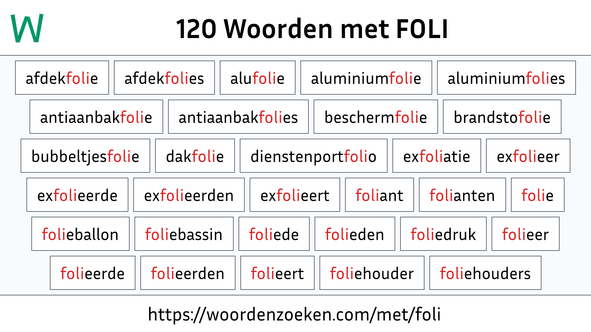 Woorden met FOLI