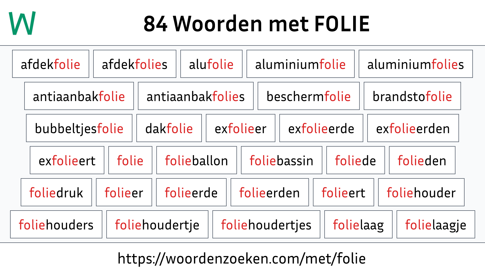 Woorden met FOLIE