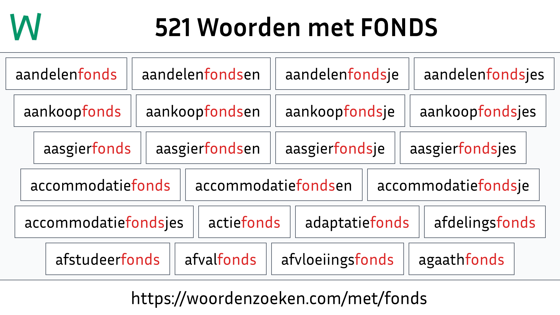 Woorden met FONDS