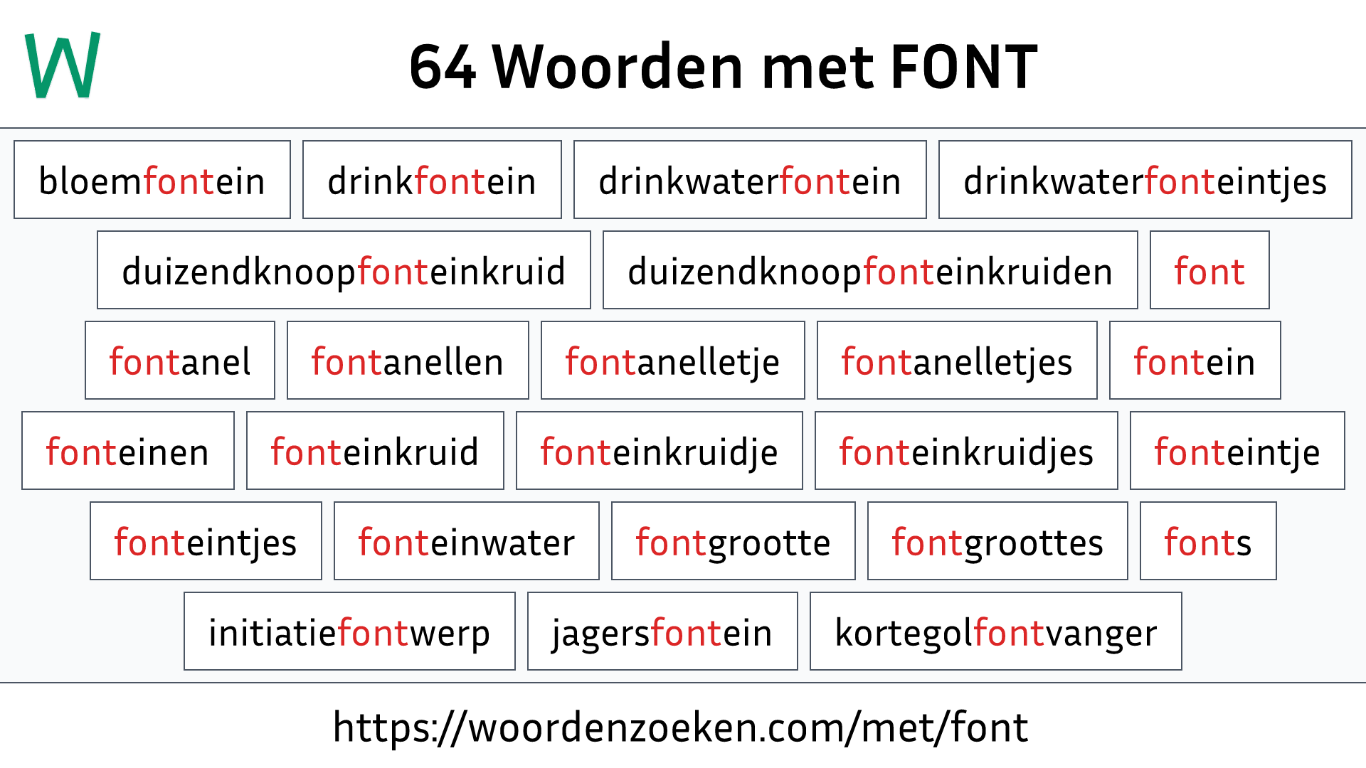 Woorden met FONT