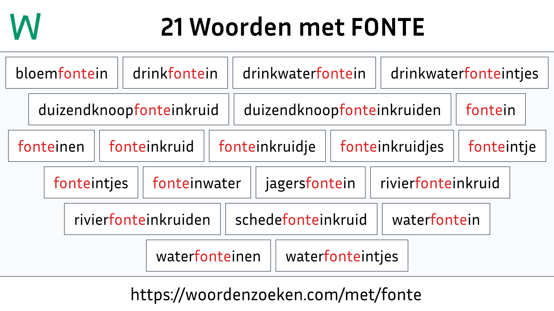 Woorden met FONTE