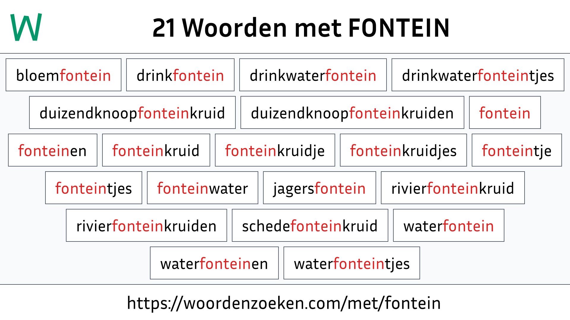 Woorden met FONTEIN