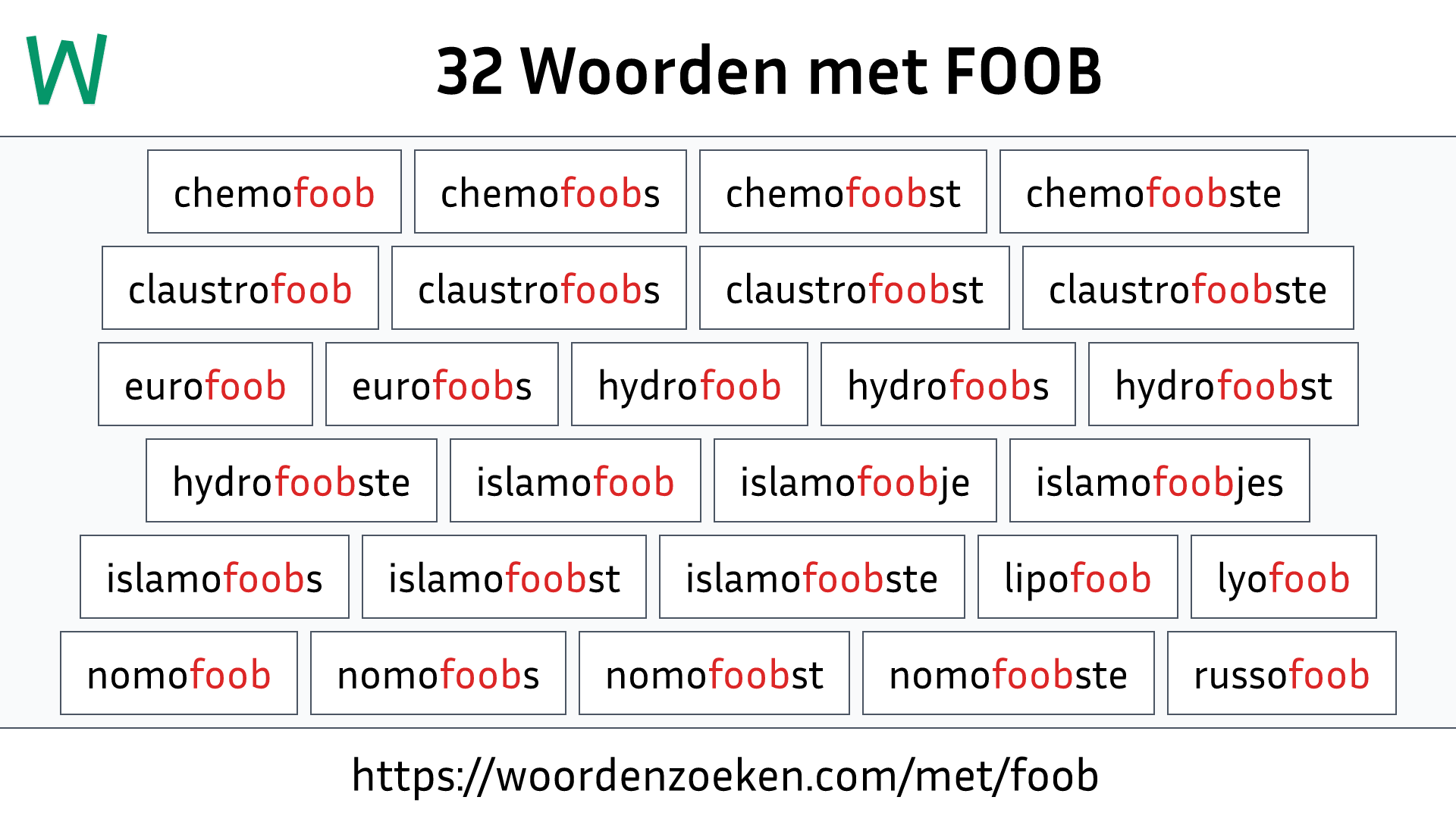 Woorden met FOOB