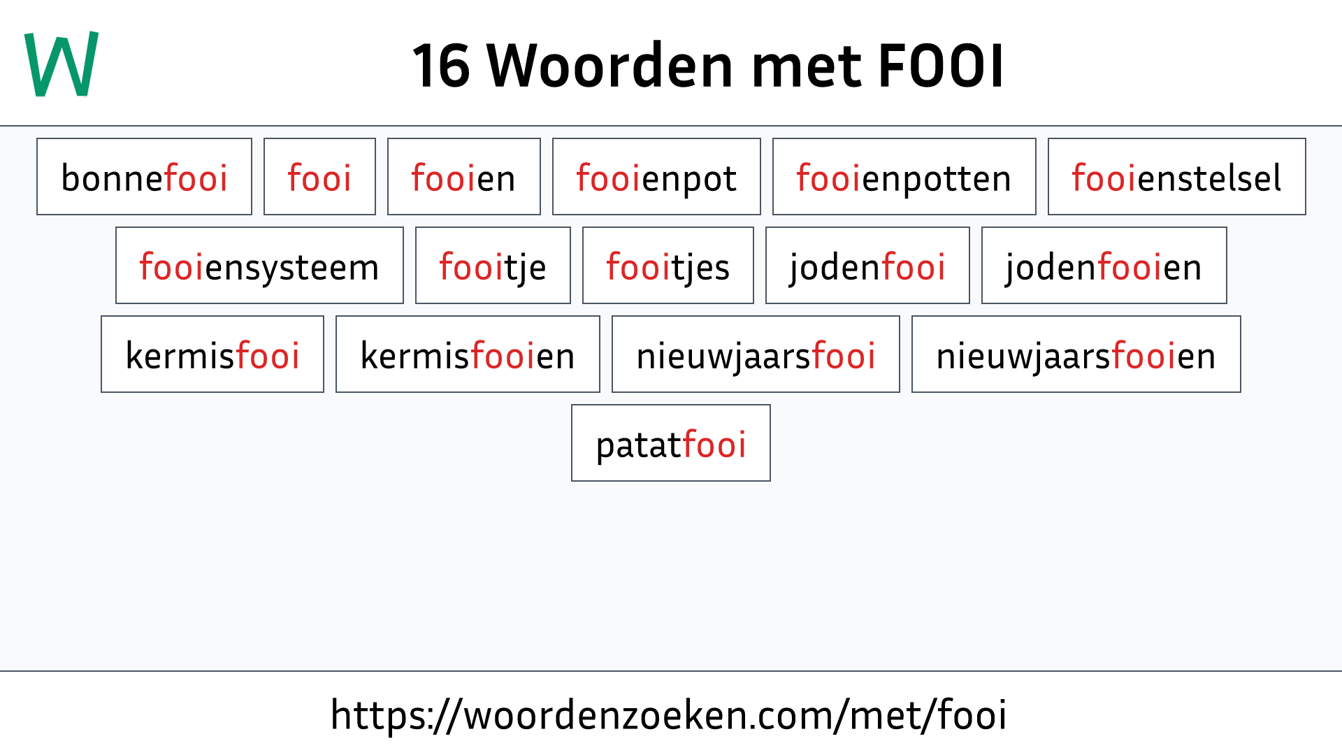 Woorden met FOOI