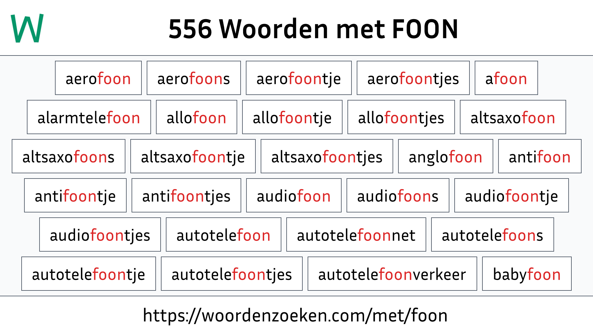 Woorden met FOON