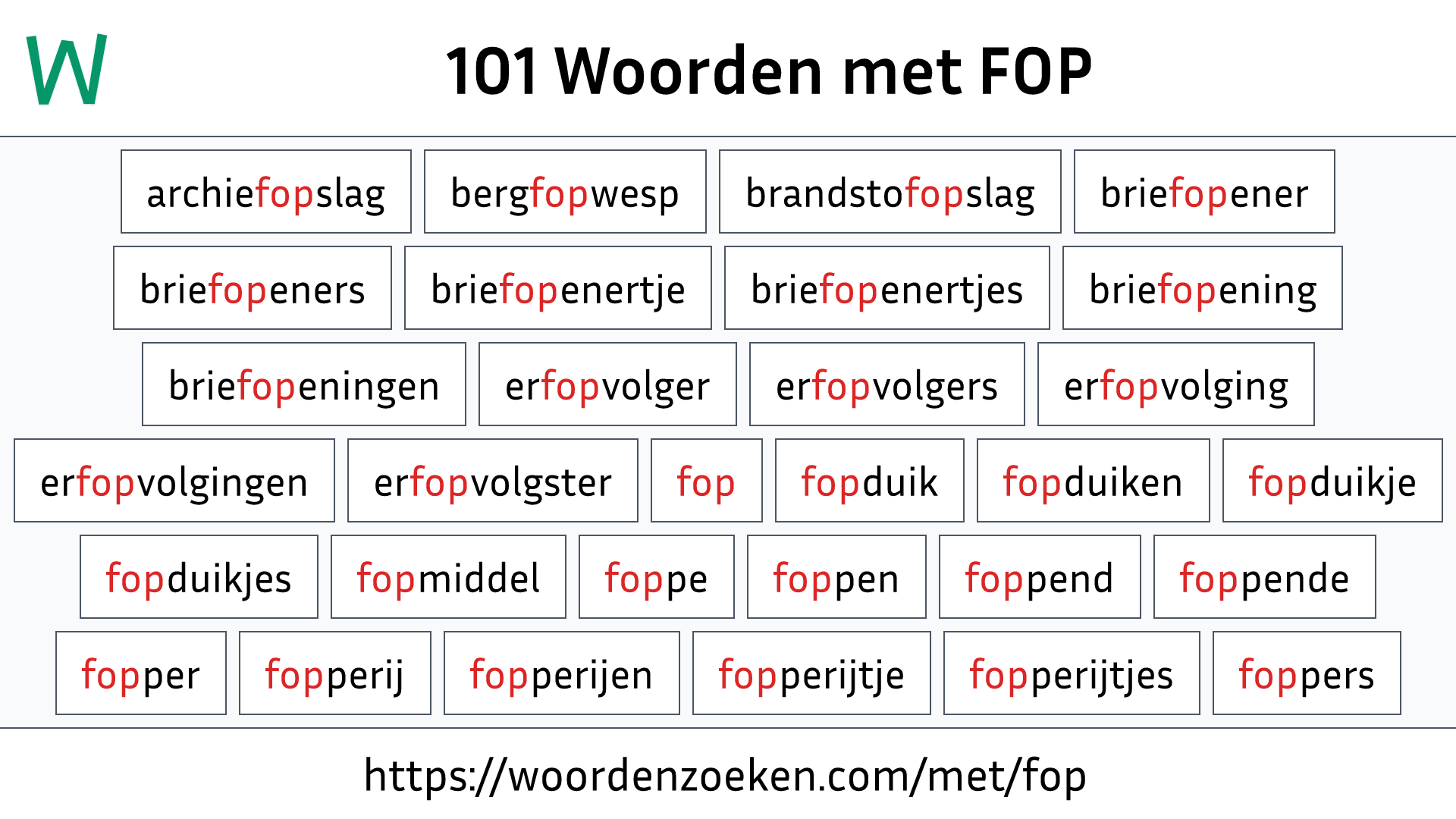 Woorden met FOP