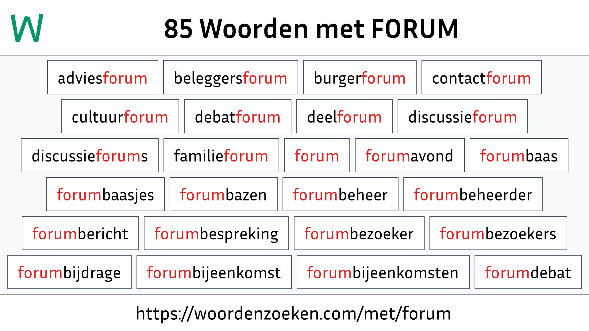 Woorden met FORUM