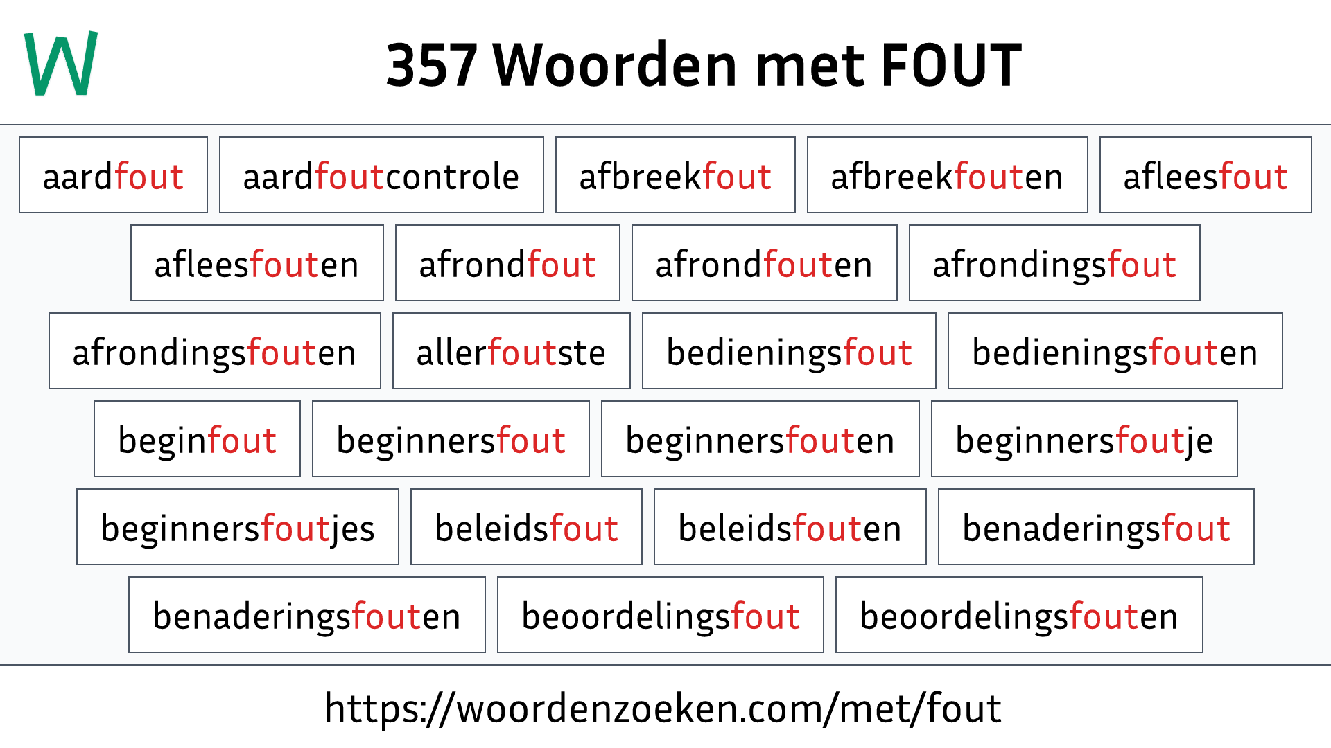 Woorden met FOUT