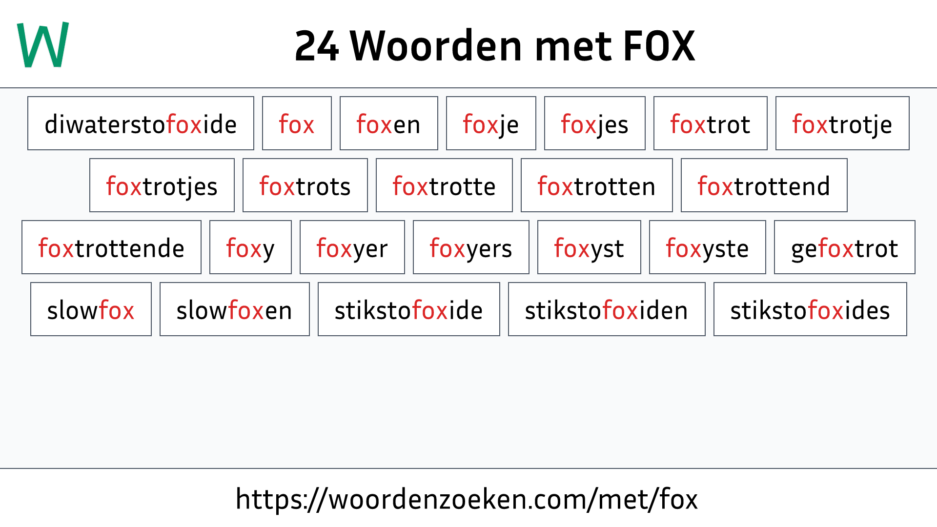 Woorden met FOX