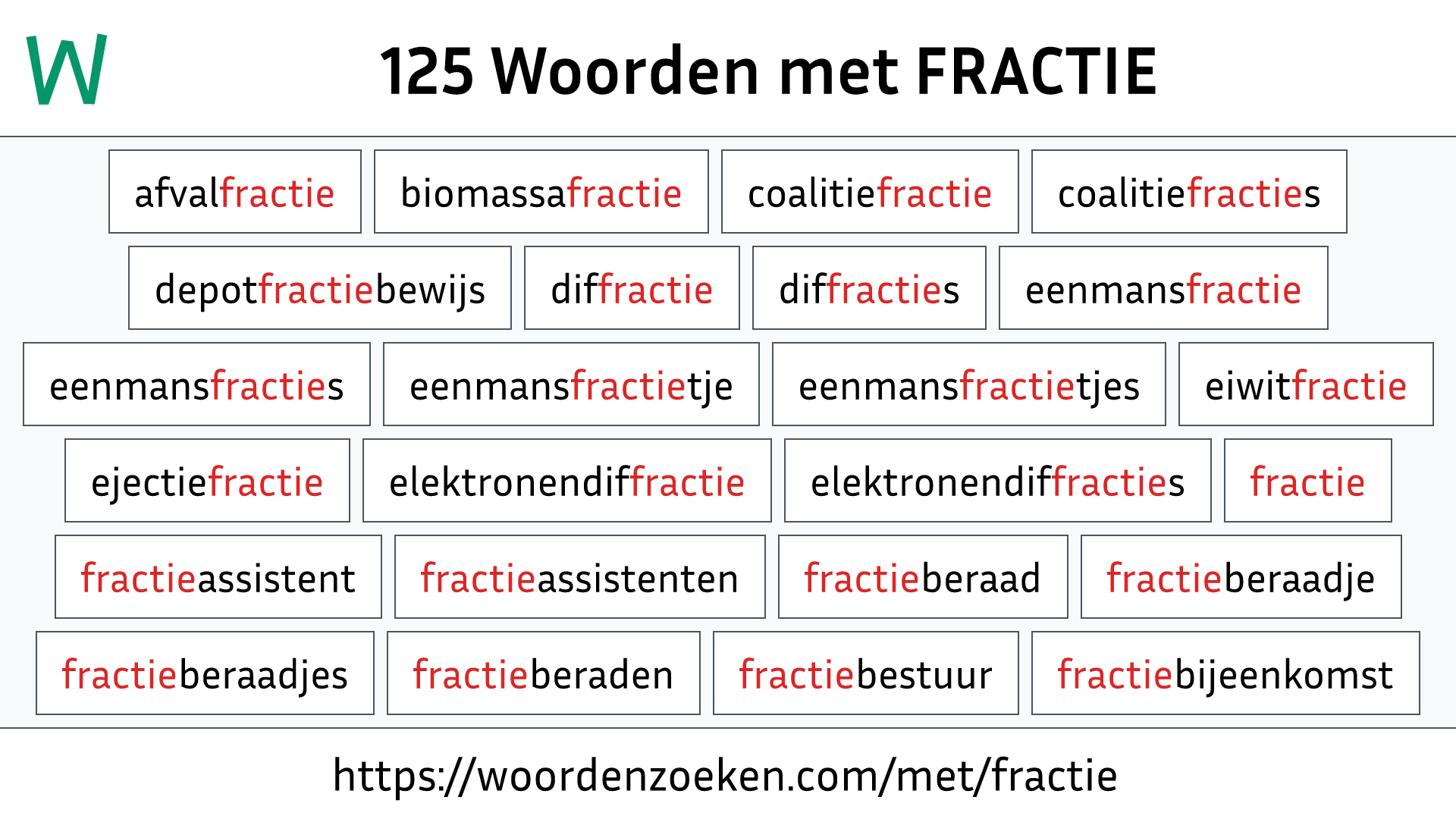 Woorden met FRACTIE