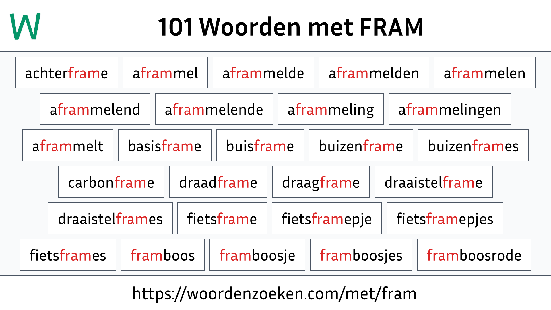 Woorden met FRAM