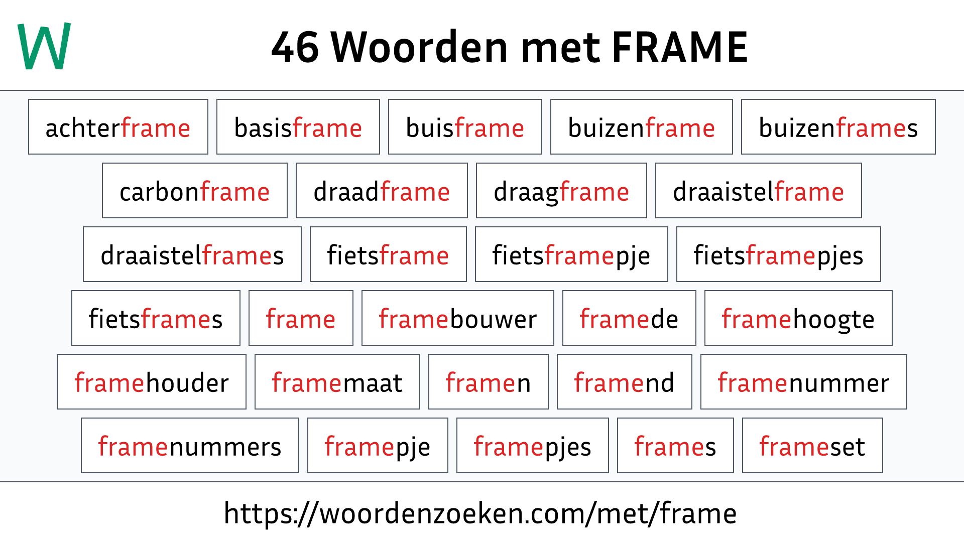 Woorden met FRAME